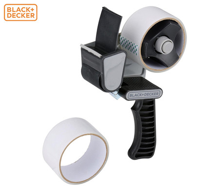 BLACK+DECKER profesionalni ročni lepilec / odvijalec traku, priložen 2x 15m lepilni trak, 48mm širina, kompaktna oblika, robustna izdelava, črn