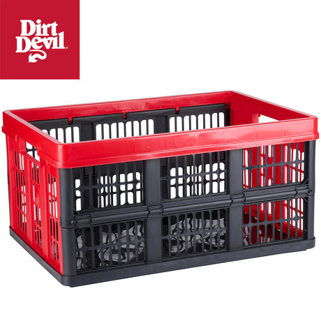 DIRT DEVIL zložljiva košara / zaboj za shranjevanje, 32L prostornina, 47.5x35x23.6cm, zložljiva zasnova, trpežna izdelava, ultra lahka teža, črna, rdeča