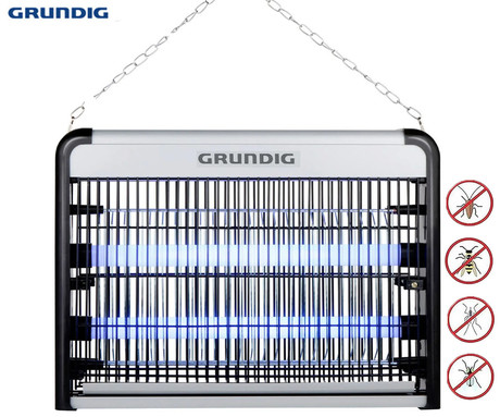 GRUNDIG INSECT LED luč / žarnica proti mrčesu, 4W, proti mrčesu / žuželkam / komarjem, električno napajanje, enostavna namestitev, nosilec za obešanje, 120cm kabel, črno-srebrna