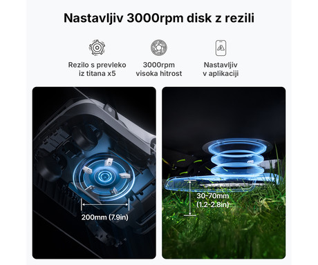 ANTHBOT GENIE 1000 pametna robotska kosilnica, brez žice, do 2000m2, RTK GPS + 4x AI 3D Vision kamera, aplikacija, AUTO mapiranje / načrtovanje poti, naklon do 45%, IPX6 vodoodpornost, WIFI, 4G, BT