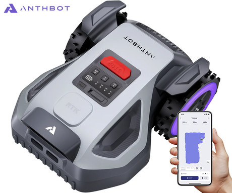 ANTHBOT M5 RTK pametna robotska kosilnica, brez žice, do 500m2, RTK GPS + Dual Vision kamera, aplikacija, AUTO mapiranje / načrtovanje poti, naklon do 45%, IPX6 vodoodpornost, WIFI, 4G, BT