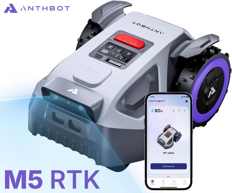 ANTHBOT M5 RTK pametna robotska kosilnica, brez žice, do 500m2, RTK GPS + Dual Vision kamera, aplikacija, AUTO mapiranje / načrtovanje poti, naklon do 45%, IPX6 vodoodpornost, WIFI, 4G, BT