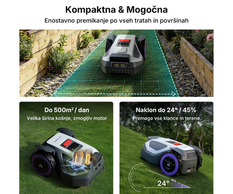 ANTHBOT M5 RTK pametna robotska kosilnica, brez žice, do 500m2, RTK GPS + Dual Vision kamera, aplikacija, AUTO mapiranje / načrtovanje poti, naklon do 45%, IPX6 vodoodpornost, WIFI, 4G, BT