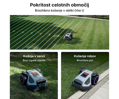 ANTHBOT M5 RTK pametna robotska kosilnica, brez žice, do 500m2, RTK GPS + Dual Vision kamera, aplikacija, AUTO mapiranje / načrtovanje poti, naklon do 45%, IPX6 vodoodpornost, WIFI, 4G, BT
