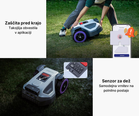 ANTHBOT M5 RTK pametna robotska kosilnica, brez žice, do 500m2, RTK GPS + Dual Vision kamera, aplikacija, AUTO mapiranje / načrtovanje poti, naklon do 45%, IPX6 vodoodpornost, WIFI, 4G, BT