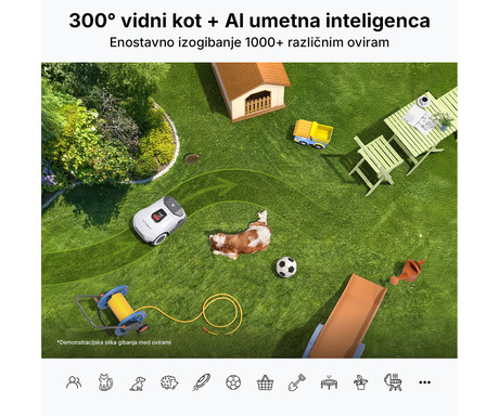 ANTHBOT GENIE 600E pametna robotska kosilnica, brez žice, do 900m2, RTK GPS + 4x AI 3D Vision kamera, aplikacija, AUTO mapiranje / načrtovanje poti, naklon do 45%, IPX6 vodoodpornost, WIFI, BT