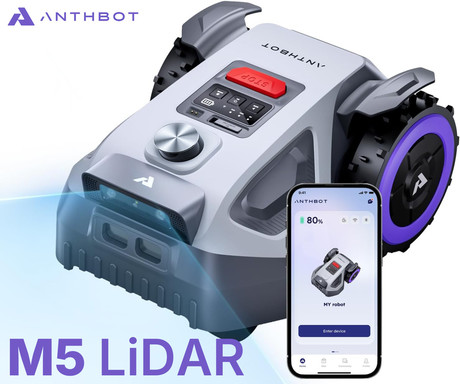 ANTHBOT M5 LiDAR pametna robotska kosilnica, brez žice, do 500m2, 360° LiDAR + Dual Vision kamera, aplikacija, AUTO mapiranje / načrtovanje poti, naklon do 45%, IPX6 vodoodpornost, WIFI, 4G, BT