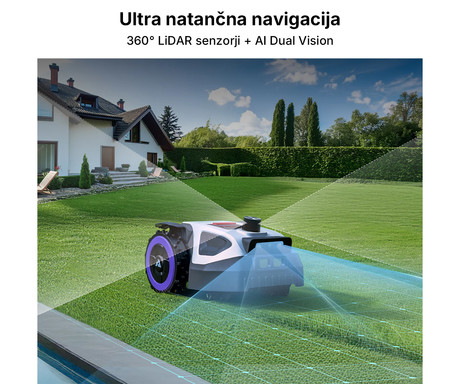 ANTHBOT M5 LiDAR pametna robotska kosilnica, brez žice, do 500m2, 360° LiDAR + Dual Vision kamera, aplikacija, AUTO mapiranje / načrtovanje poti, naklon do 45%, IPX6 vodoodpornost, WIFI, 4G, BT