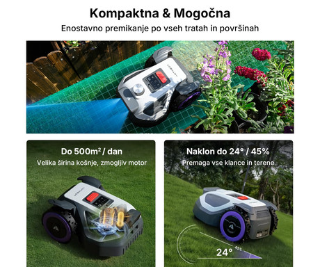 ANTHBOT M5 LiDAR pametna robotska kosilnica, brez žice, do 500m2, 360° LiDAR + Dual Vision kamera, aplikacija, AUTO mapiranje / načrtovanje poti, naklon do 45%, IPX6 vodoodpornost, WIFI, 4G, BT