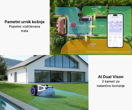 ANTHBOT M5 LiDAR pametna robotska kosilnica, brez žice, do 500m2, 360° LiDAR + Dual Vision kamera, aplikacija, AUTO mapiranje / načrtovanje poti, naklon do 45%, IPX6 vodoodpornost, WIFI, 4G, BT