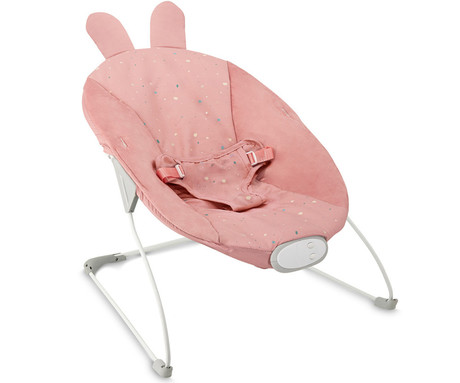 MoMi GLOSSY otroški gugalnik / zibelka, 8 melodij, 3 stopnje vibracij, udoben, dve senzorične igrače, visokokakovostna tkanina, roza
