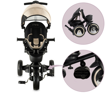 MoMi IVI 3v1 otroški voziček / kolo / tricikel, večnamenski, nastavljiv, zložljiv, črno-bež