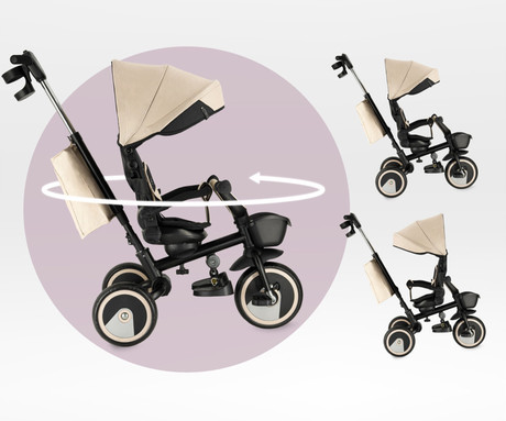 MoMi IVI 3v1 otroški voziček / kolo / tricikel, večnamenski, nastavljiv, zložljiv, črno-bež