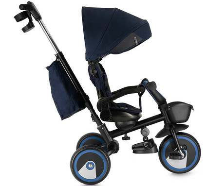 MoMi IVI 3v1 otroški voziček / kolo / tricikel, večnamenski, nastavljiv, zložljiv, črno-moder