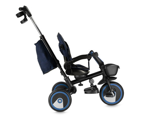 MoMi IVI 3v1 otroški voziček / kolo / tricikel, večnamenski, nastavljiv, zložljiv, črno-moder