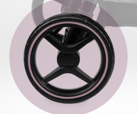 MoMi MIYA otroški voziček, zložljiv, nastavljiv, streha, 5-točkovni varnostni pas, košara, prevleka za noge, trpežna EVA kolesa, nožna zavora, +dodatki, 110x97x59cm, roza-črn