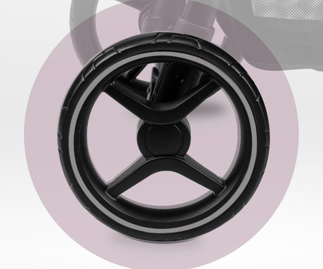 MoMi MIYA otroški voziček, zložljiv, nastavljiv, streha, 5-točkovni varnostni pas, košara, prevleka za noge, trpežna EVA kolesa, nožna zavora, +dodatki, 110x97x59cm, sivo-črn