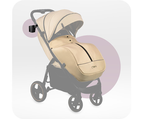 MoMi MIYA otroški voziček, zložljiv, nastavljiv, streha, 5-točkovni varnostni pas, košara, prevleka za noge, trpežna EVA kolesa, nožna zavora, +dodatki, 110x97x59cm, bež-črn