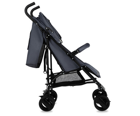 MoMi AKIRA otroški voziček, zložljiv, nastavljiv, streha z oknom, 5-točkovni varnostni pas, košara, torba, trpežna EVA kolesa, nožna zavora, +dodatki, 102.5x80x51cm, sivo-črn