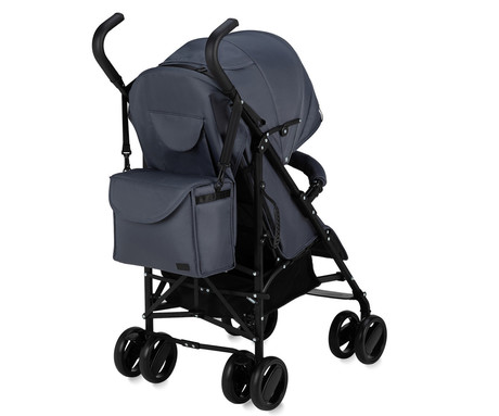 MoMi AKIRA otroški voziček, zložljiv, nastavljiv, streha z oknom, 5-točkovni varnostni pas, košara, torba, trpežna EVA kolesa, nožna zavora, +dodatki, 102.5x80x51cm, sivo-črn