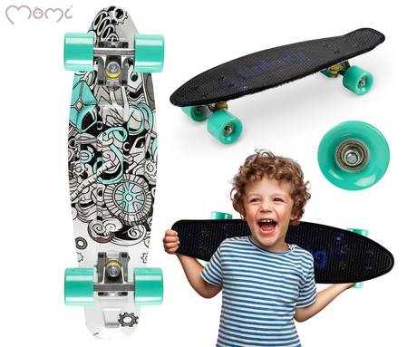 MoMi QKIDS GALAXY otroška rolka, ABEC-9 ležaji, trpežni materiali, okvir iz aluminija, protizdrsna podlaga, ultra lahka teža, črna (Industrial)