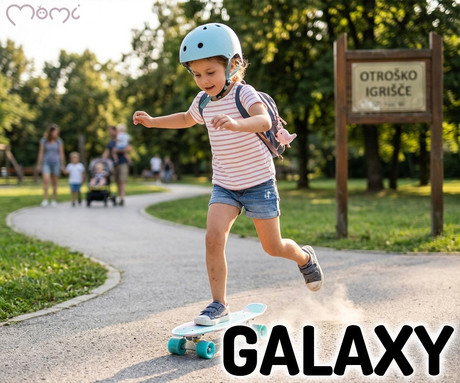 MoMi QKIDS GALAXY otroška rolka, ABEC-9 ležaji, trpežni materiali, okvir iz aluminija, protizdrsna podlaga, ultra lahka teža, modra (Light Blue)