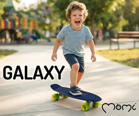 MoMi QKIDS GALAXY otroška rolka, ABEC-9 ležaji, trpežni materiali, okvir iz aluminija, protizdrsna podlaga, ultra lahka teža, modro-rumena (Lemon)