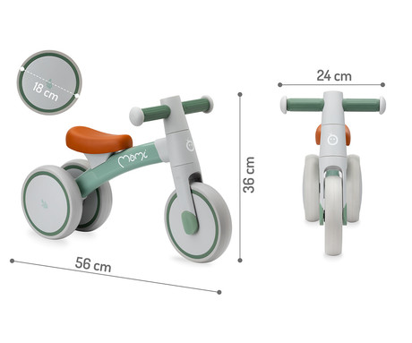 MoMi TEDI otroško kolo / poganjalec, notranja in zunanja uporaba, trojna kolesa, nedrseči ročaji, trden okvir, lahka teža, 56x36x24 cm, zelen