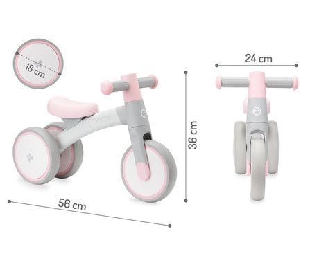 MoMi TEDI otroško kolo / poganjalec, notranja in zunanja uporaba, trojna kolesa, nedrseči ročaji, trden okvir, lahka teža, 56x36x24 cm, roza