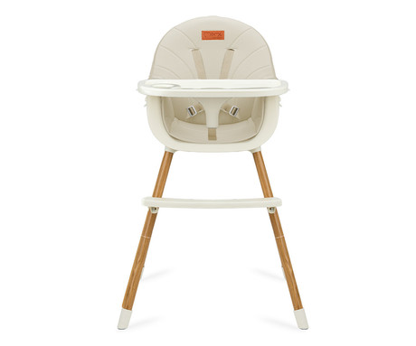 MoMi REKI 3v1 otroški stol, za hranjenje, podpora hrbta, opora za noge, varnostni pasovi, nastavljiv dvojni pladenj, držalo za skodelico, igrača, enostavno čiščenje, 93-67.5x60x54cm, bež