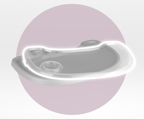 MoMi REKI 3v1 otroški stol, za hranjenje, podpora hrbta, opora za noge, varnostni pasovi, nastavljiv dvojni pladenj, držalo za skodelico, igrača, enostavno čiščenje, 93-67.5x60x54cm, bež