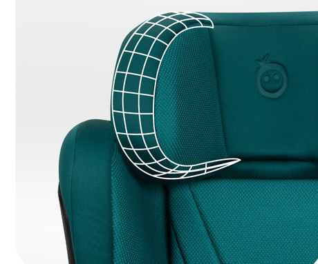 MoMi MEI otroški avtosedež, ISOFIX, nastavljiva višina, mehko oblazinjenje, širok sedež, mrežasta tkanina, za otroke 100-150cm, 84-63.5x51x49cm, zelen