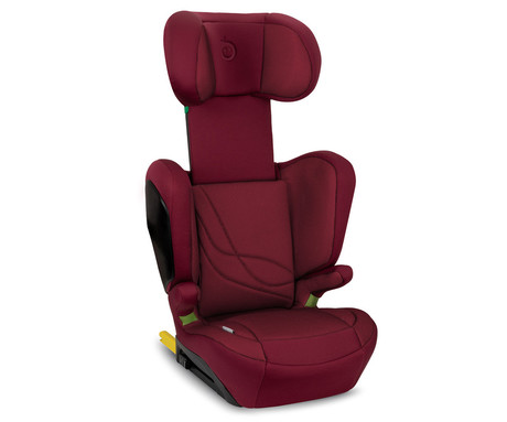 MoMi MEI otroški avtosedež, ISOFIX, nastavljiva višina, mehko oblazinjenje, širok sedež, mrežasta tkanina, za otroke 100-150cm, 84-63.5x51x49cm, rdeč