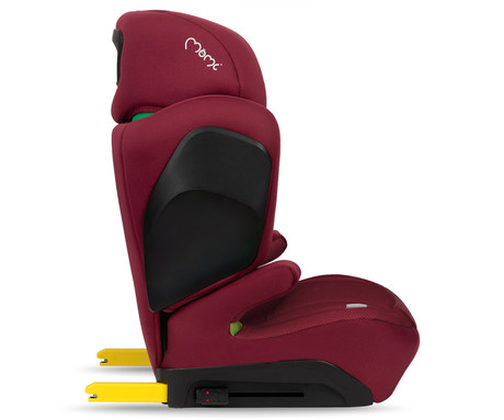 MoMi MEI otroški avtosedež, ISOFIX, nastavljiva višina, mehko oblazinjenje, širok sedež, mrežasta tkanina, za otroke 100-150cm, 84-63.5x51x49cm, rdeč