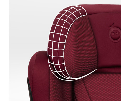 MoMi MEI otroški avtosedež, ISOFIX, nastavljiva višina, mehko oblazinjenje, širok sedež, mrežasta tkanina, za otroke 100-150cm, 84-63.5x51x49cm, rdeč