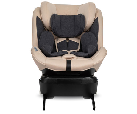 MoMi EMI otroški avtosedež, ISOFIX, TOP TETHER, 360° rotacija, nastavljiva višina, nastavljiv naklon, mehko oblazinjenje, širok sedež, mrežasta tkanina, za otroke 40-150cm, 84-63.5x51x49cm, bež