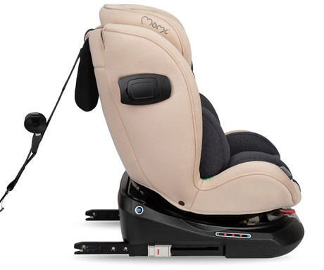 MoMi EMI otroški avtosedež, ISOFIX, TOP TETHER, 360° rotacija, nastavljiva višina, nastavljiv naklon, mehko oblazinjenje, širok sedež, mrežasta tkanina, za otroke 40-150cm, 84-63.5x51x49cm, bež