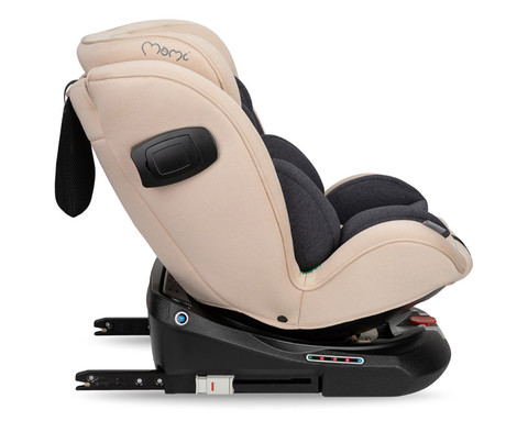 MoMi EMI otroški avtosedež, ISOFIX, TOP TETHER, 360° rotacija, nastavljiva višina, nastavljiv naklon, mehko oblazinjenje, širok sedež, mrežasta tkanina, za otroke 40-150cm, 84-63.5x51x49cm, bež