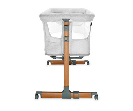MoMi SMART BED 2.0 4v1 pametna otroška postelja, stajica, nastavljiva višina +  kot naklona, kroženje zraka, vhod z zadrgo, mreža za komarje, pasovi za pritrditev, žep, 95x88x55cm, svetlo siva