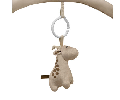 MoMi LUANI otroška igralna podloga, izobraževalna, mehki materiali, velika površina, 2 loka z obeski, 4 senzorične igrače, 2 grizali, 93x93x55cm, večbarvna