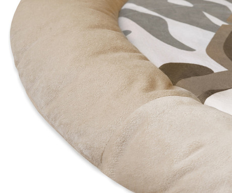 MoMi LUANI otroška igralna podloga, izobraževalna, mehki materiali, velika površina, 2 loka z obeski, 4 senzorične igrače, 2 grizali, 93x93x55cm, večbarvna